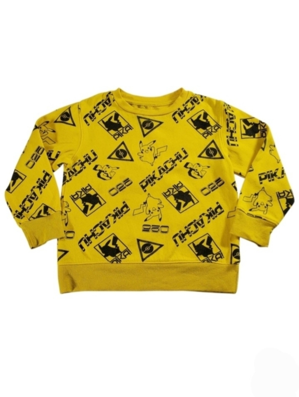 K1053 * Pokemon Boys Pikachu Graphic Sweatshirt Yellow Black Size XS